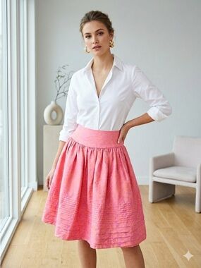 Jonathan Saunders Pink & Orange Cotton Silk A-Line Full Skirt - US 6 (38) NWT